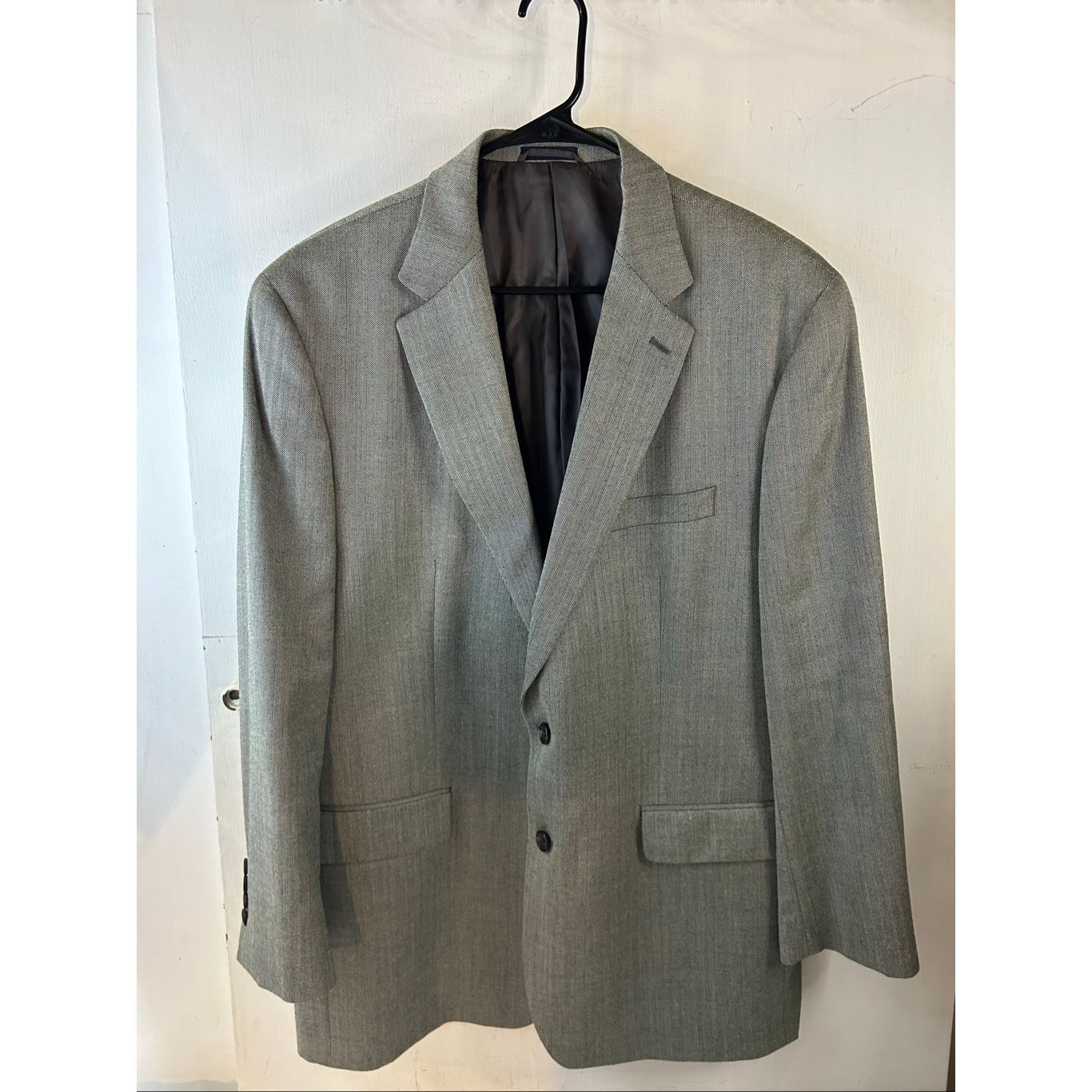 Ralph Lauren Sport Coat Blazer Jacket 46r Gray Silk Wool Blend Made For Di